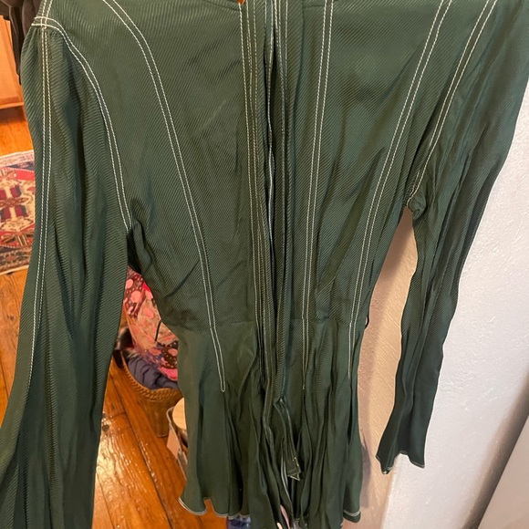 tularosa dark green dress white stiching - Picture 2 of 4